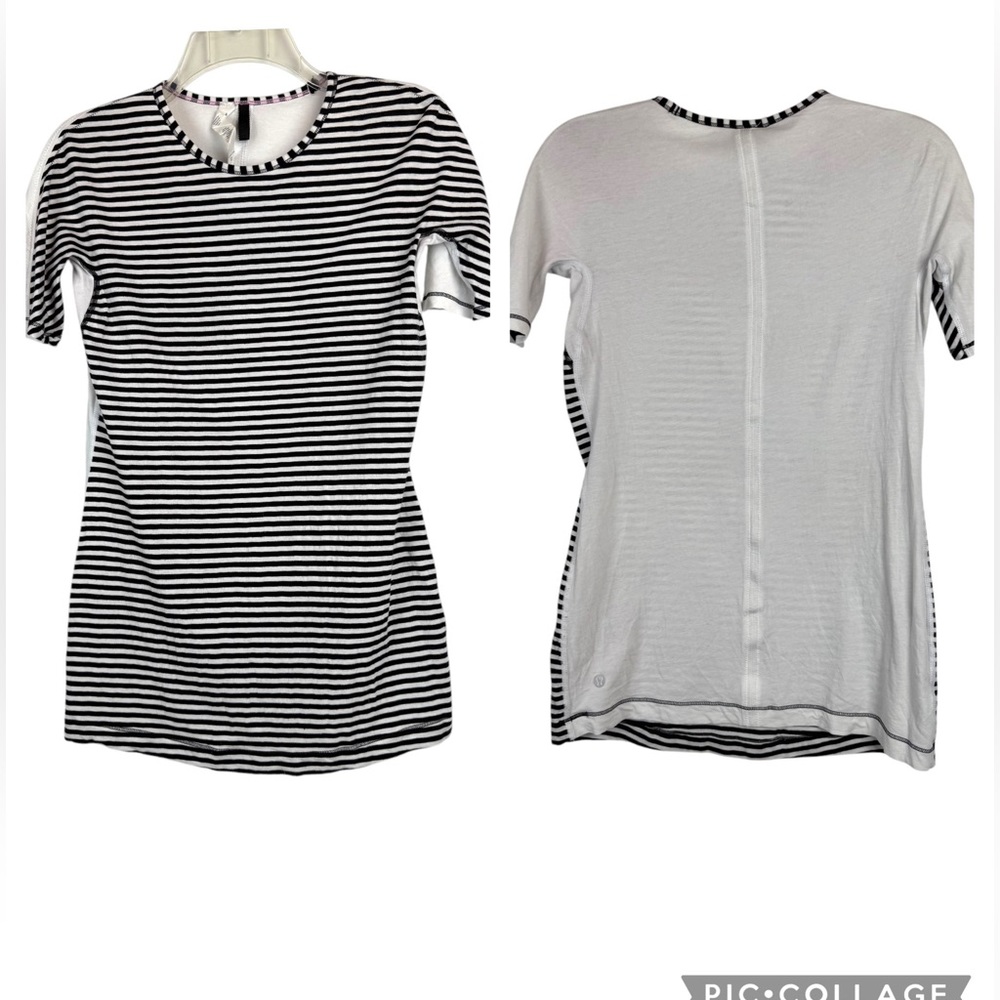 Lululemon Black and White Striped Front, with a Solid white back Women Size 4